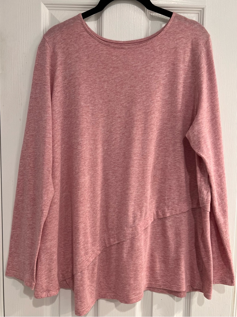 Purejill Asymmetrical Layered Heathered Pink Long-Sleeve Blouse Top J.Jill L